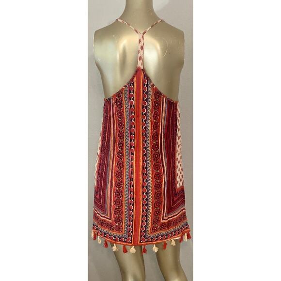 Angie Y2K T Back Mini Dress Fring Festival Boho Cover Up Tank Strappy Small - Picture 5 of 10